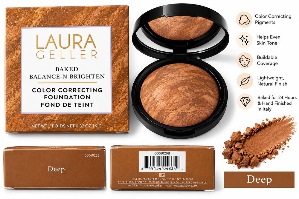 Laura Geller Baked Balance-N-Brighten Foundation Deep 0.32 oz New
